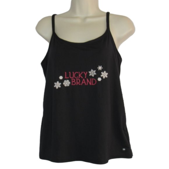 Lucky Brand Women's Graphic Snowflake Strappy Camisole Tank Top Size L - Picture 1 of 8